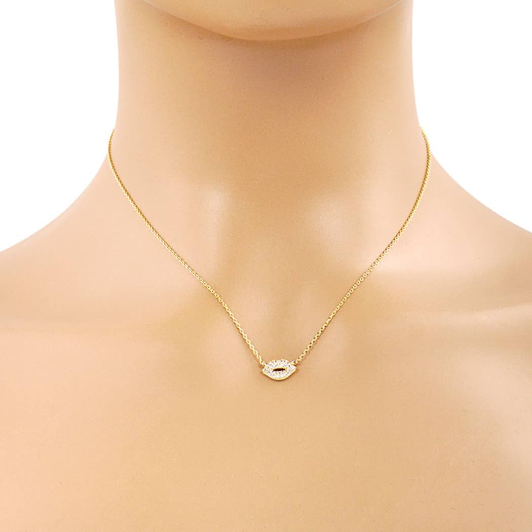 Gold-Dipped Lip Necklace