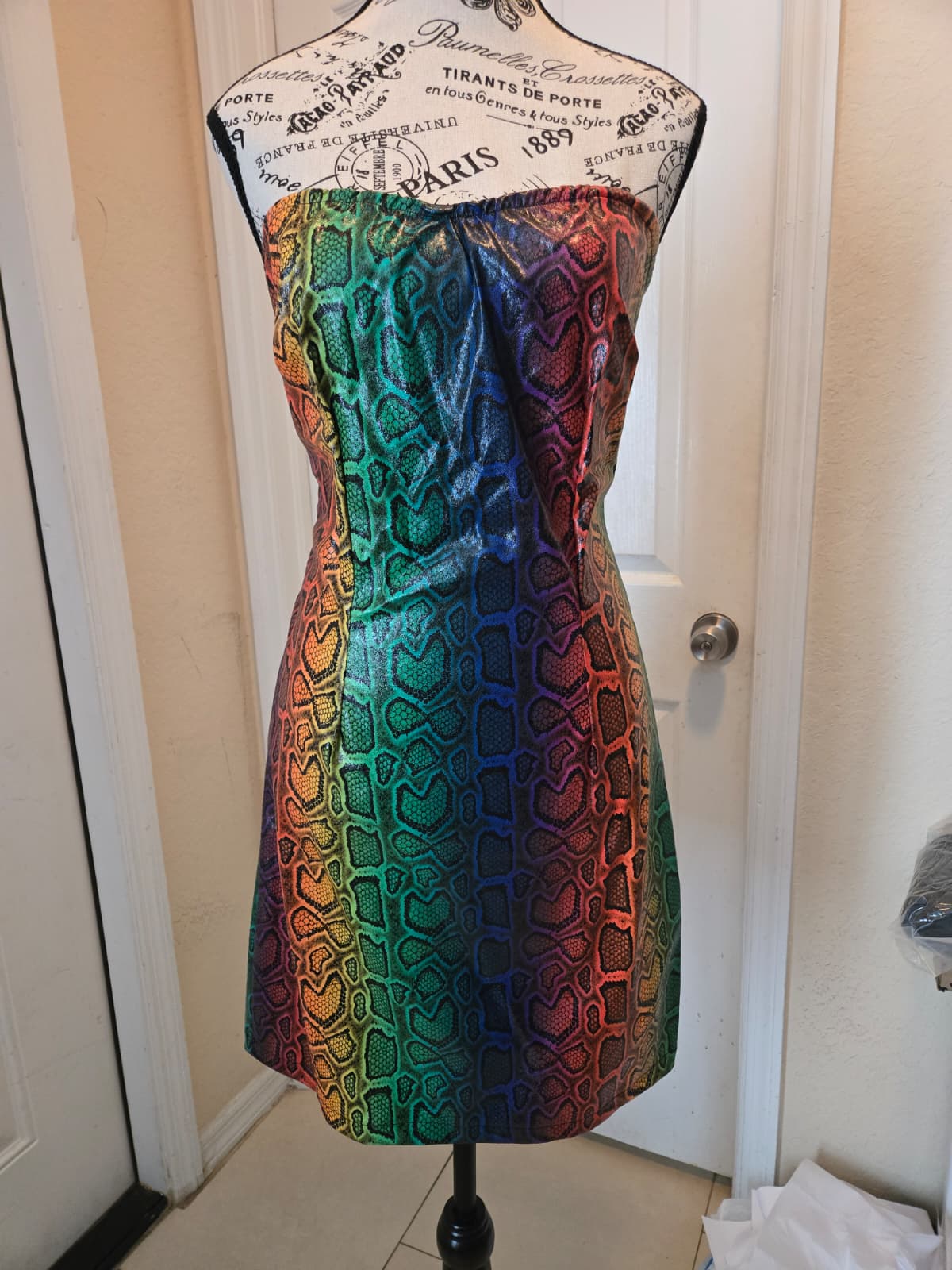 SHEIN Curve Rainbow Snakeskin Pleather‑Style Jacket & Dress Combo – Size 0XL