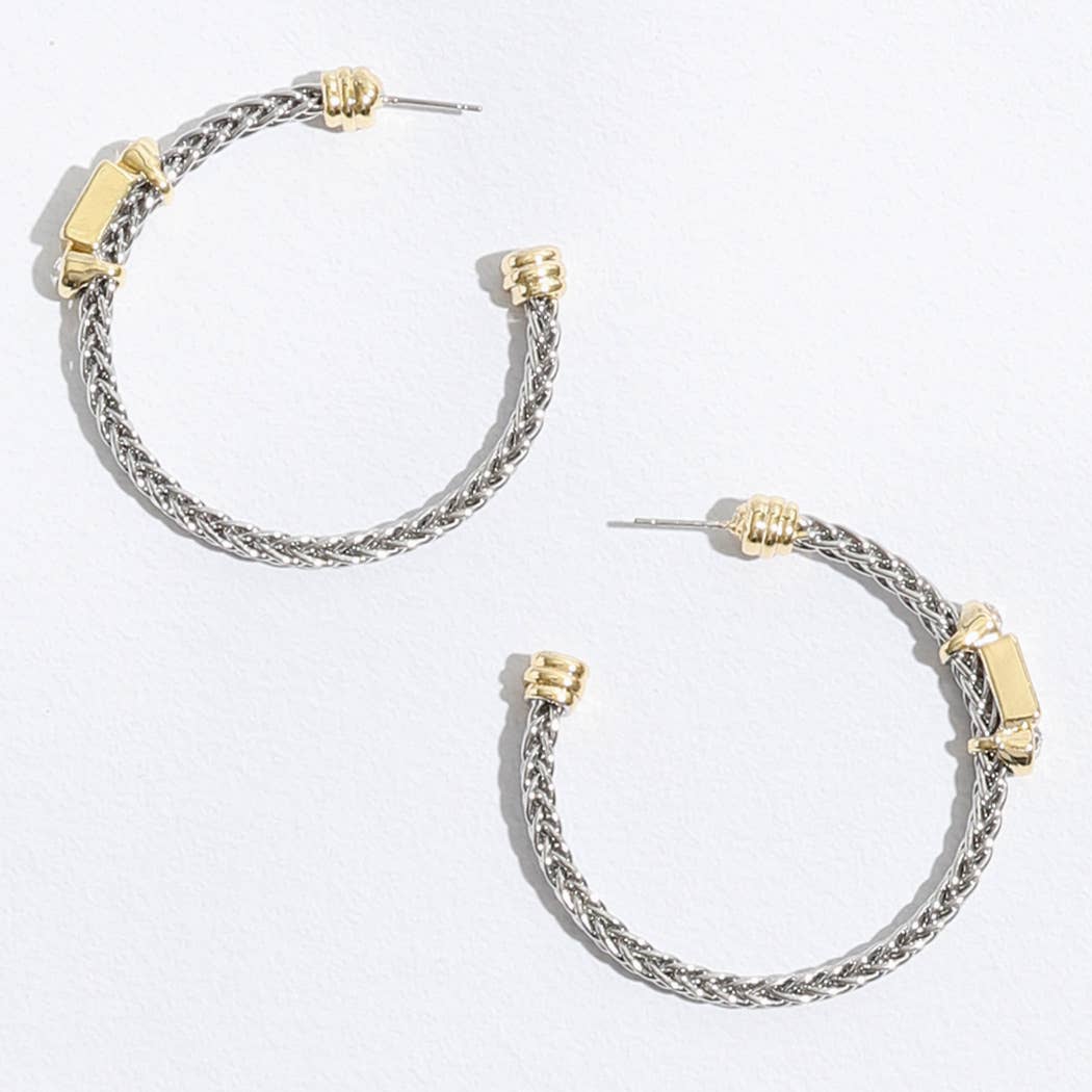 Braided Hoop Geometric Shape Post Earrings