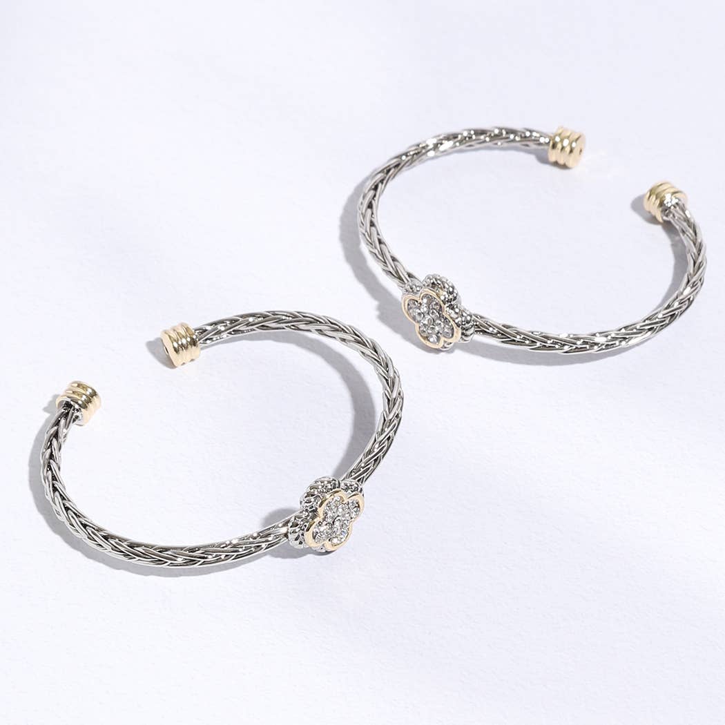 Clover Multi-Toned Twisted Cuff Bracelet