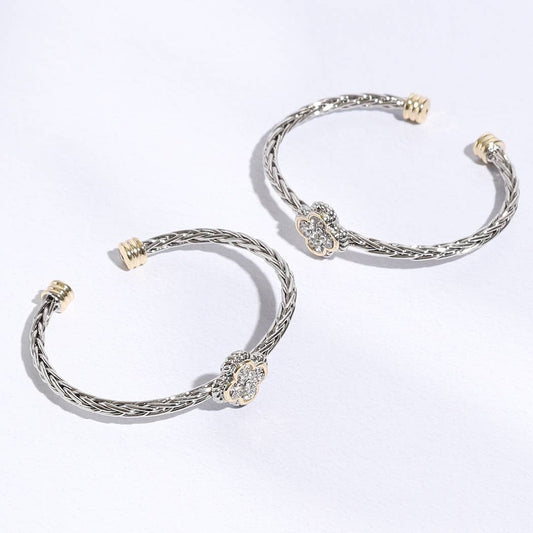 Clover Multi-Toned Twisted Cuff Bracelet