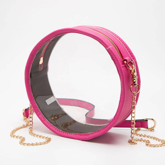 Faux Leather Transparent Round Crossbody Bag