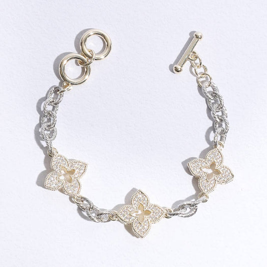3 Clover Pave Clover Mop Link Bracelet