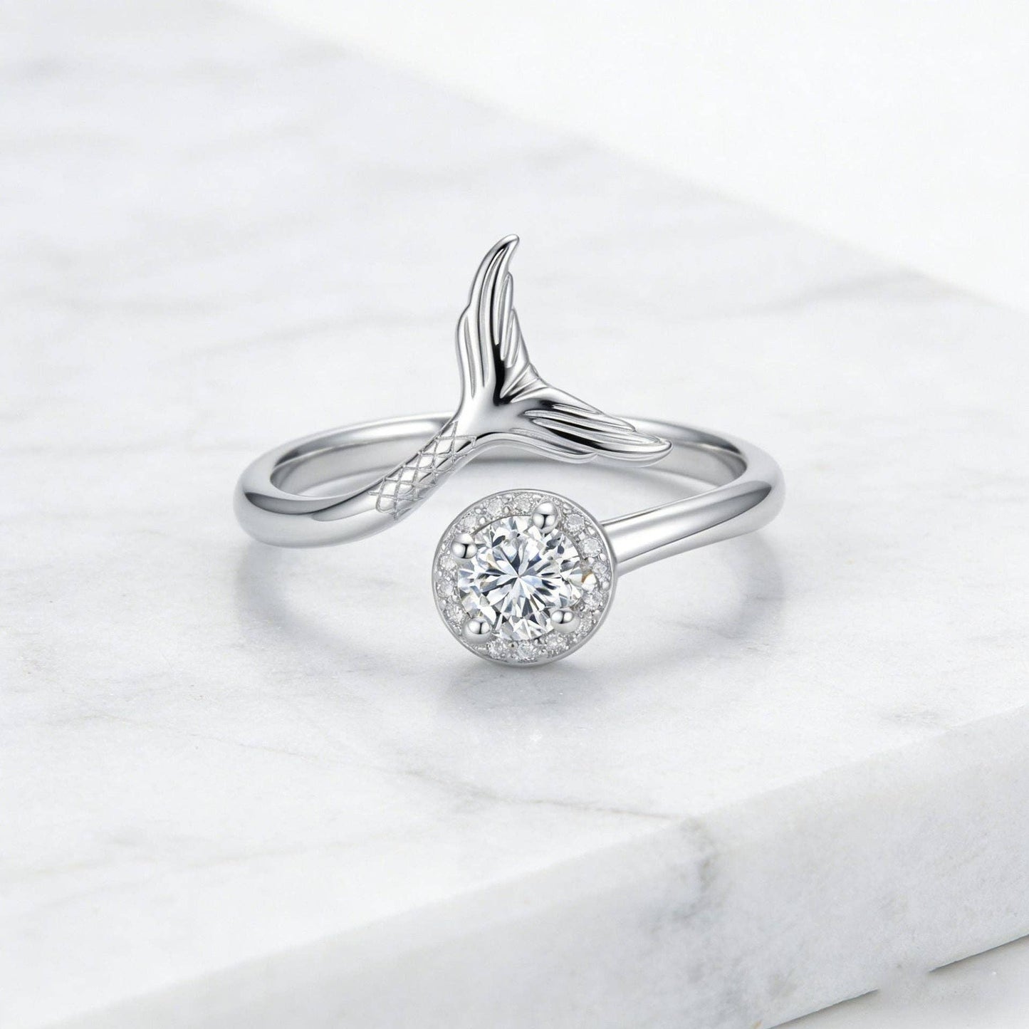Dainty Mermaid Tail Adjsutable Ring in Solid Copper