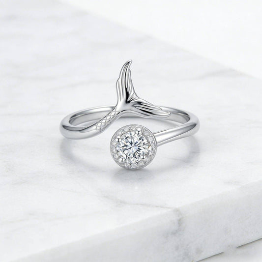Dainty Mermaid Tail Adjsutable Ring in Solid Copper