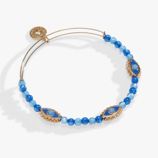 Blue Aventurine Repeat Evil Eye Charm Beaded Bangle