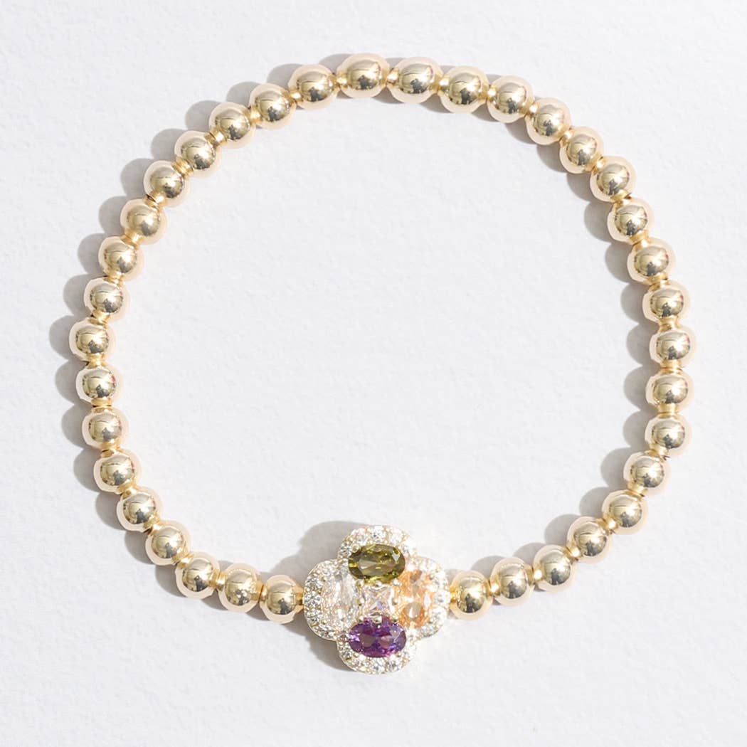 Multicolor Cross Beaded Gold Tone Bracelet