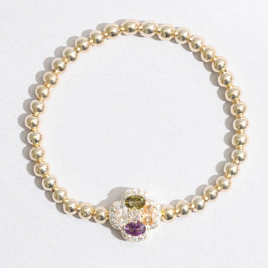 Multicolor Cross Beaded Gold Tone Bracelet