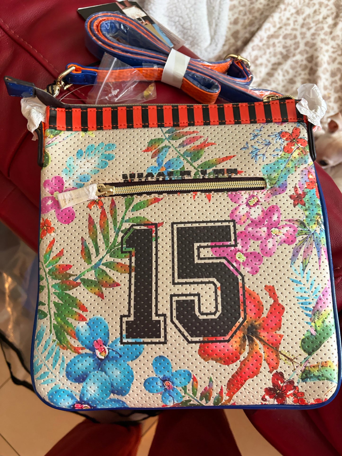 NICOLE LEE TROPICAL PRINT MESH CROSSBODY