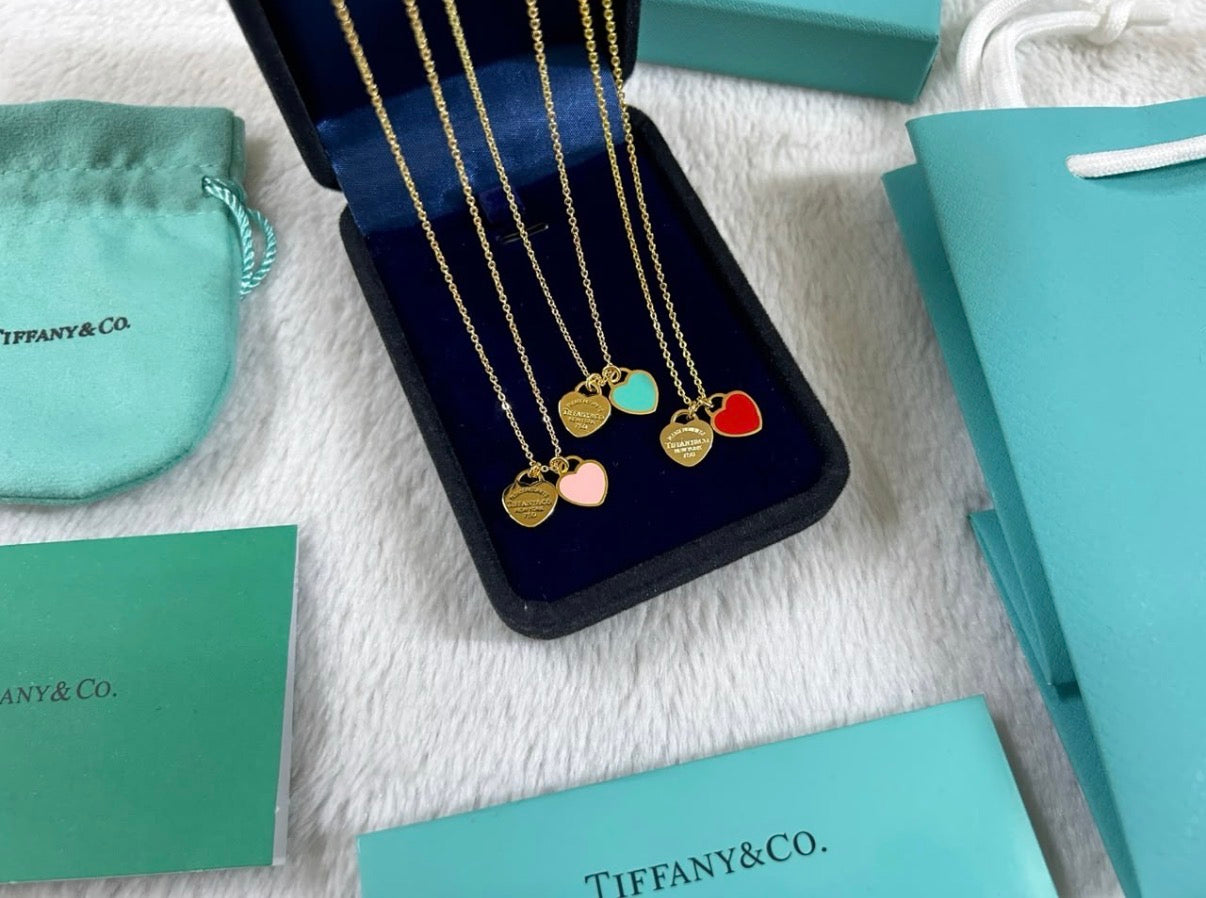 Gold-Tone Enamel Heart Pendant Necklace