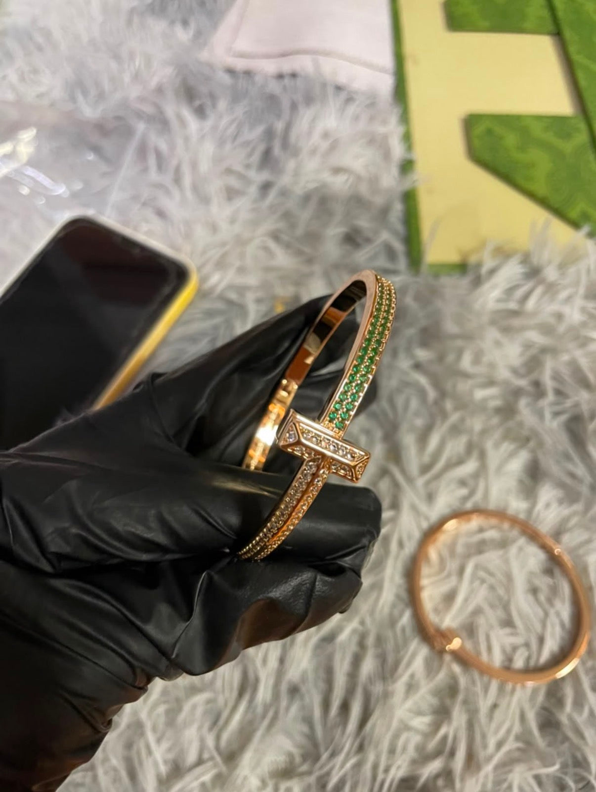 Gold-Tone Crystal Cross Cuff Bracelet