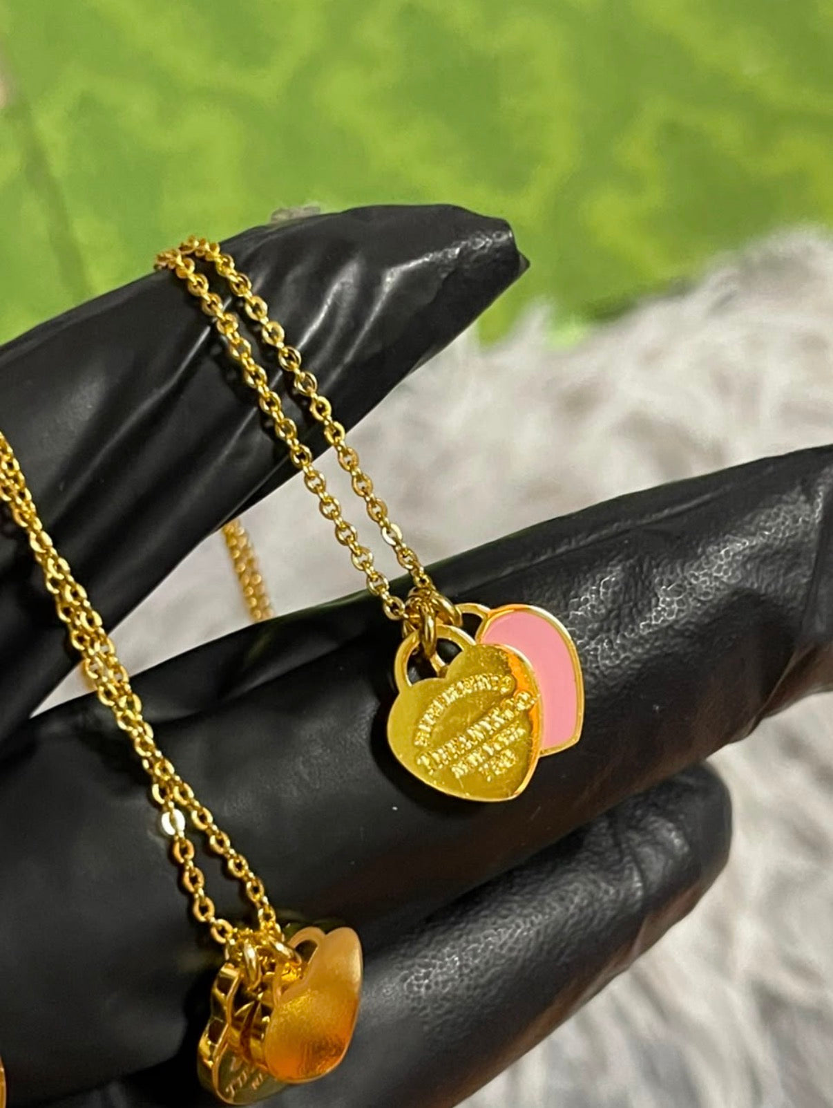 Gold-Tone Enamel Heart Pendant Necklace