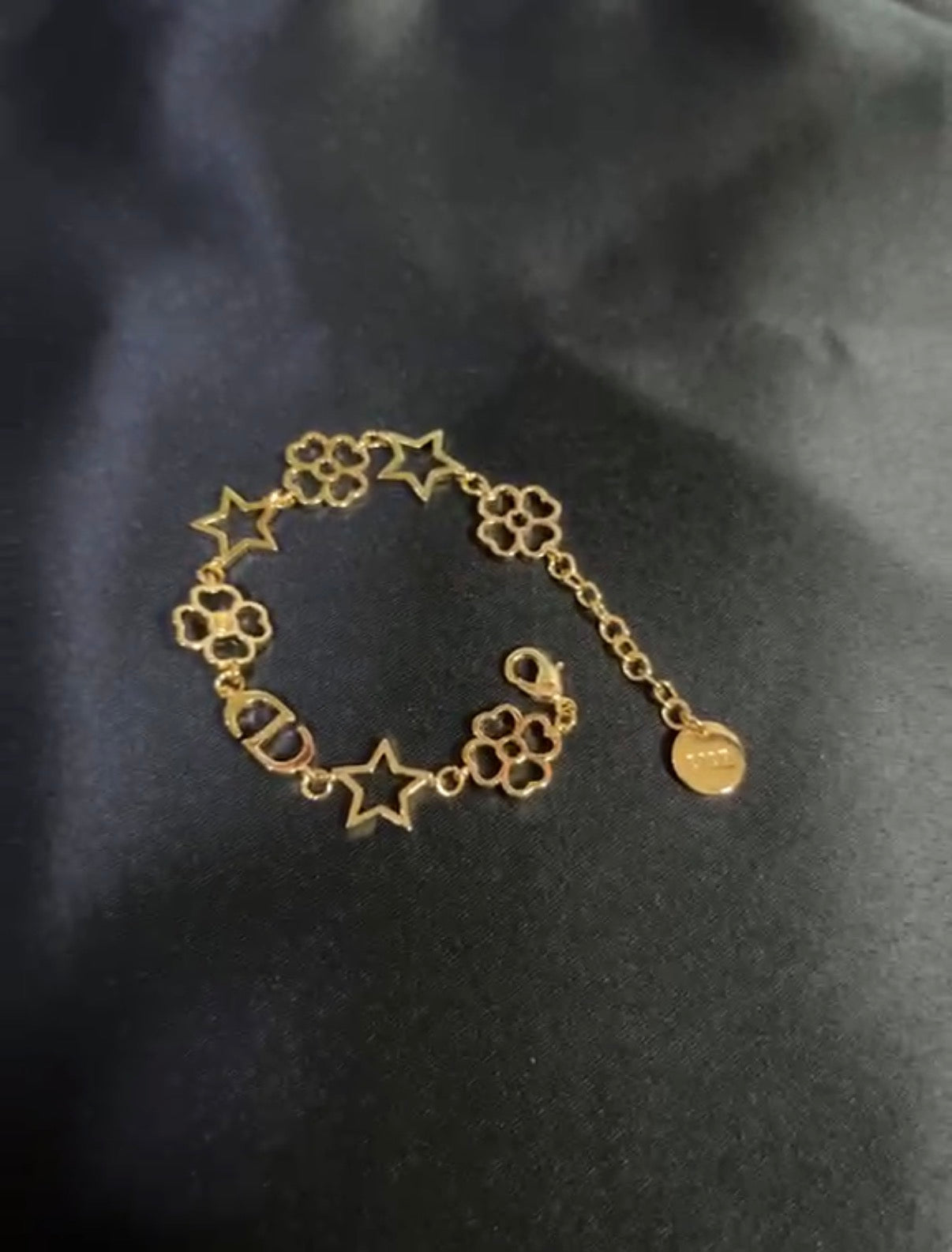 Gold-Tone Floral & Star Charm Bracelet