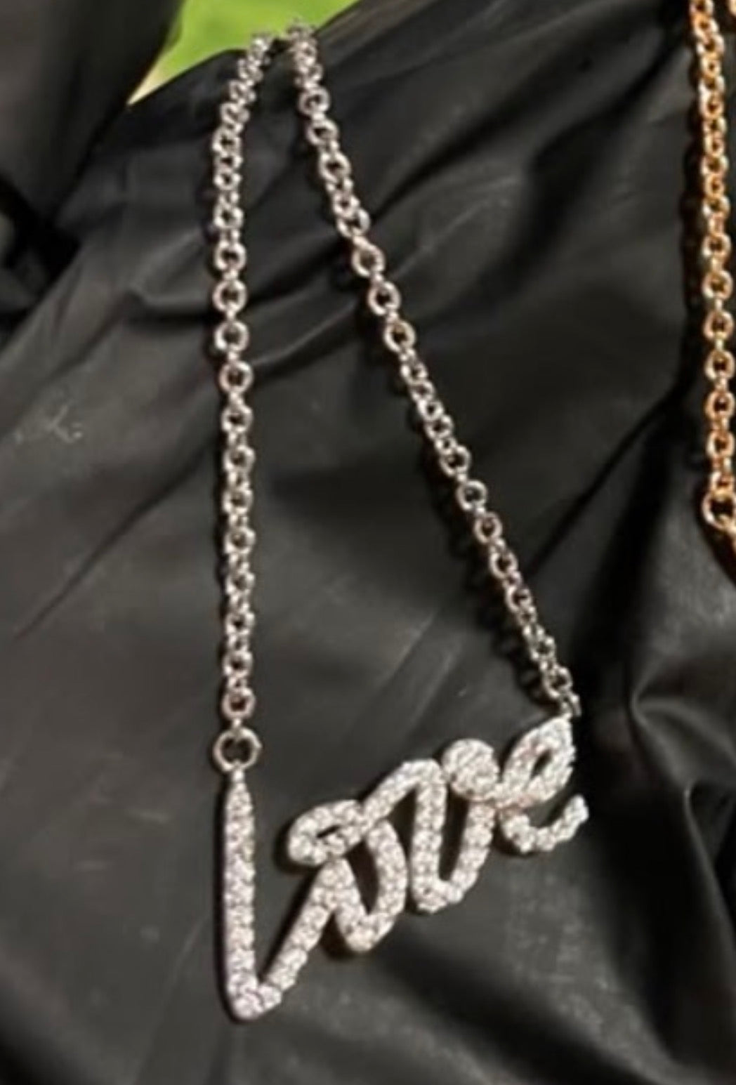 Sparkling “Love” Script Pendant Necklace