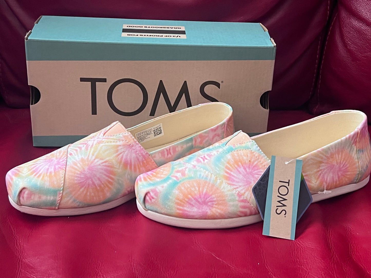 Authentic Toms Candy Pink Tie Dye Alpargata Slip Ons