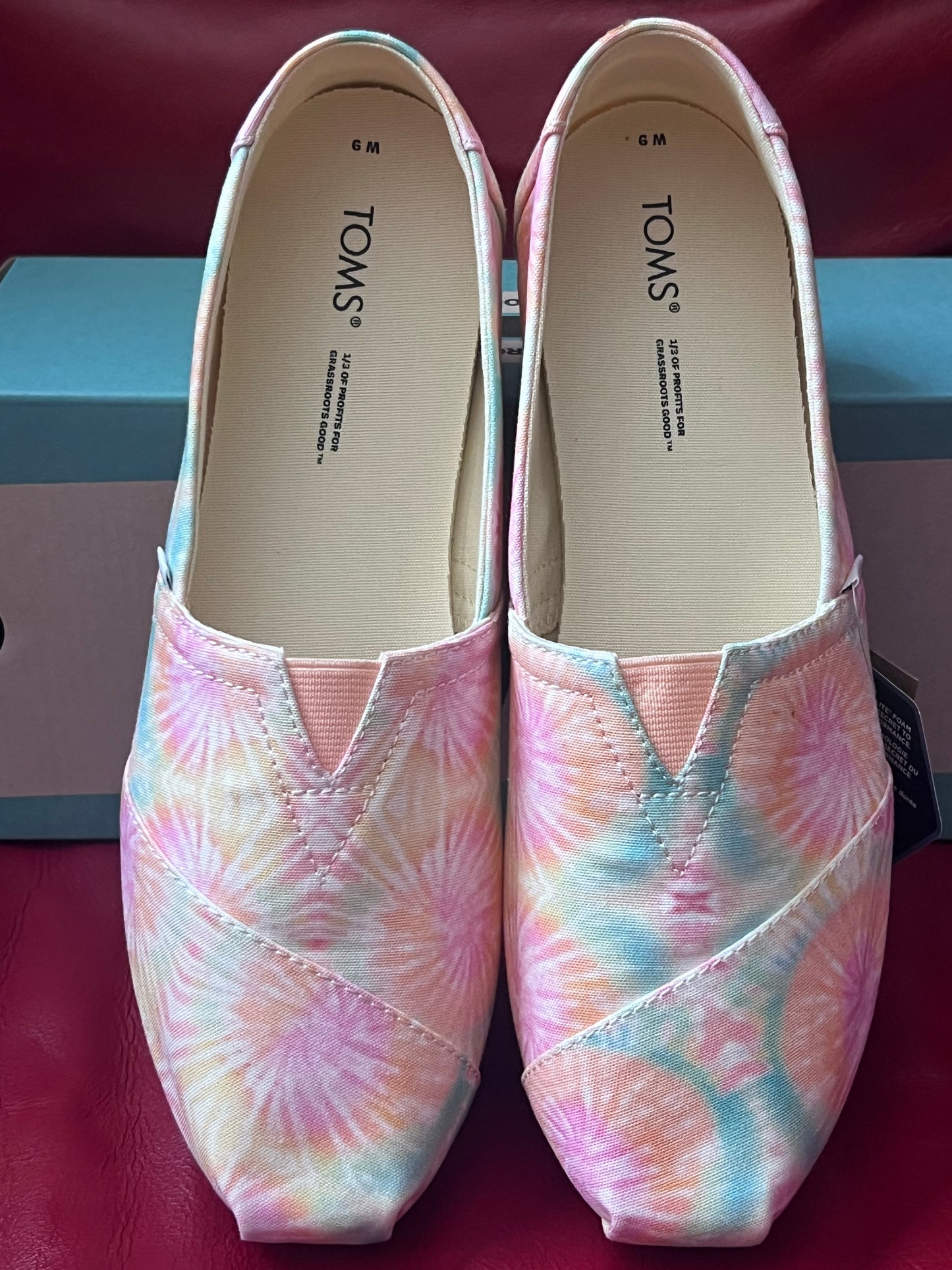 Authentic Toms Candy Pink Tie Dye Alpargata Slip Ons