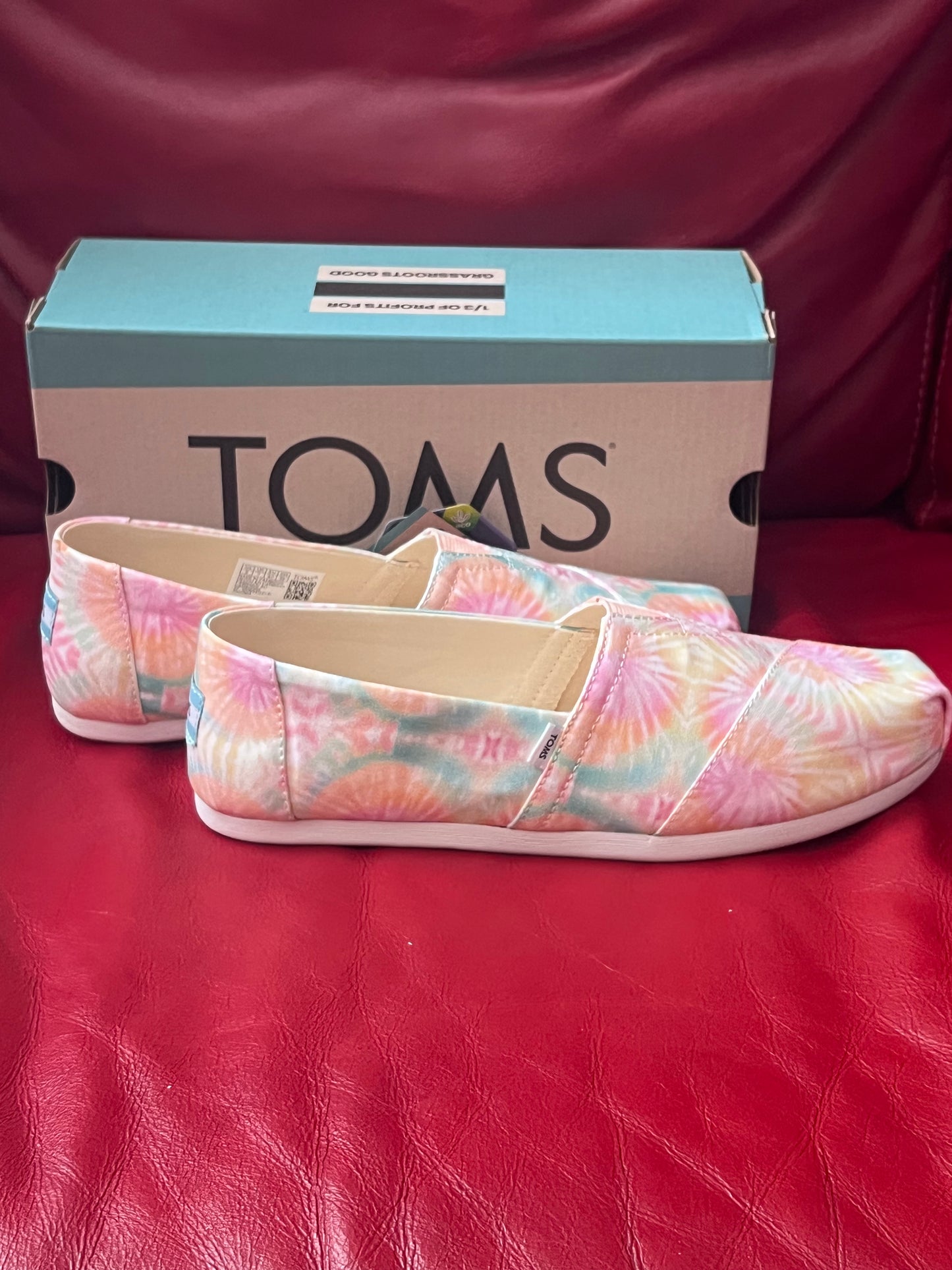 Authentic Toms Candy Pink Tie Dye Alpargata Slip Ons