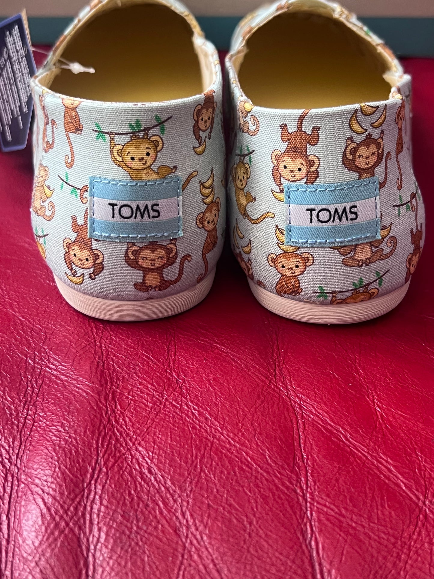 Authentic Toms Blue Monkey Business Printed Canvas Alpargata Women's Slip-Ons
