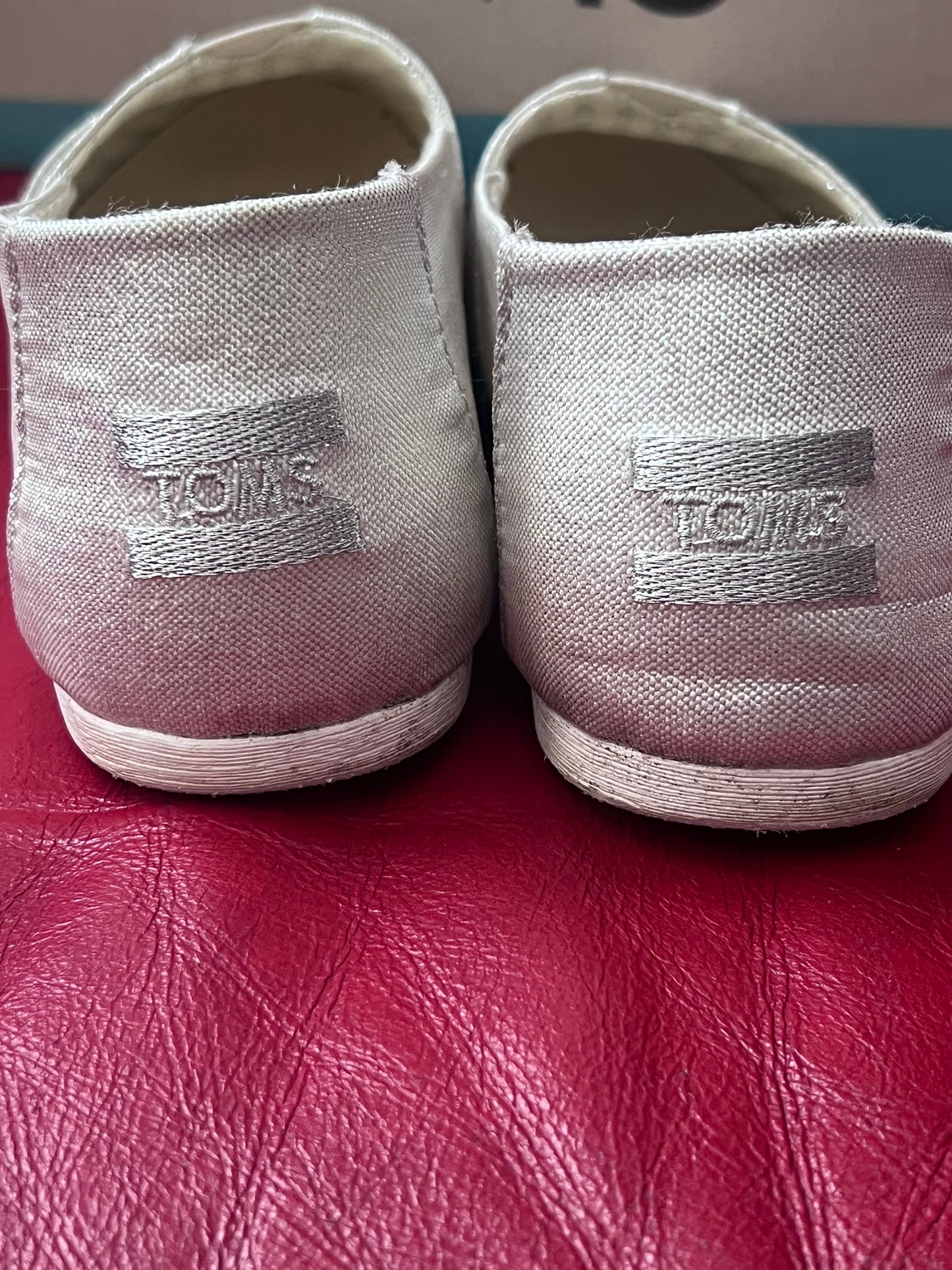 Authentic Tom's Alpargata Women's Slip-On Silver Glimmer Canvas