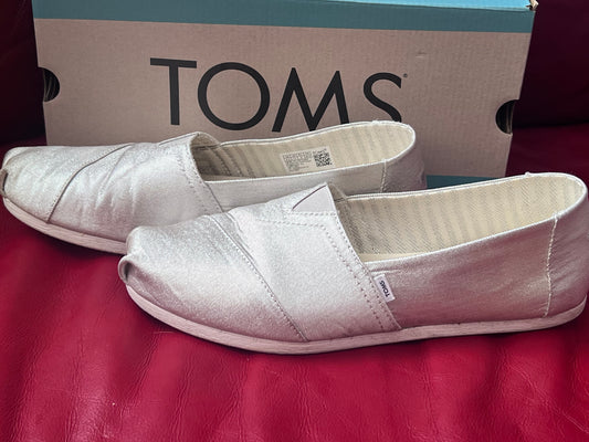 Authentic Tom's Alpargata Women's Slip-On Silver Glimmer Canvas