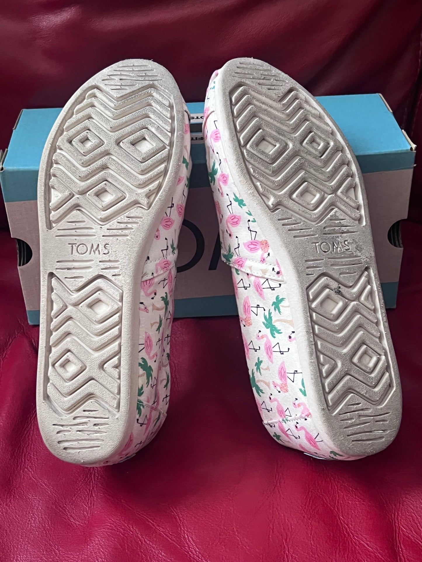 Authentic Toms Alpargata Natural Hawaiian Flamingo Print Women's Slip-Ons