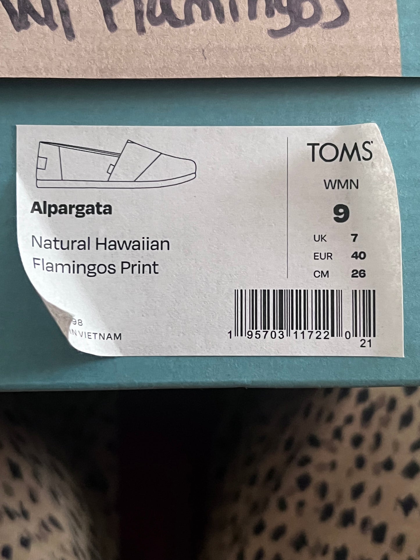 Authentic Toms Alpargata Natural Hawaiian Flamingo Print Women's Slip-Ons