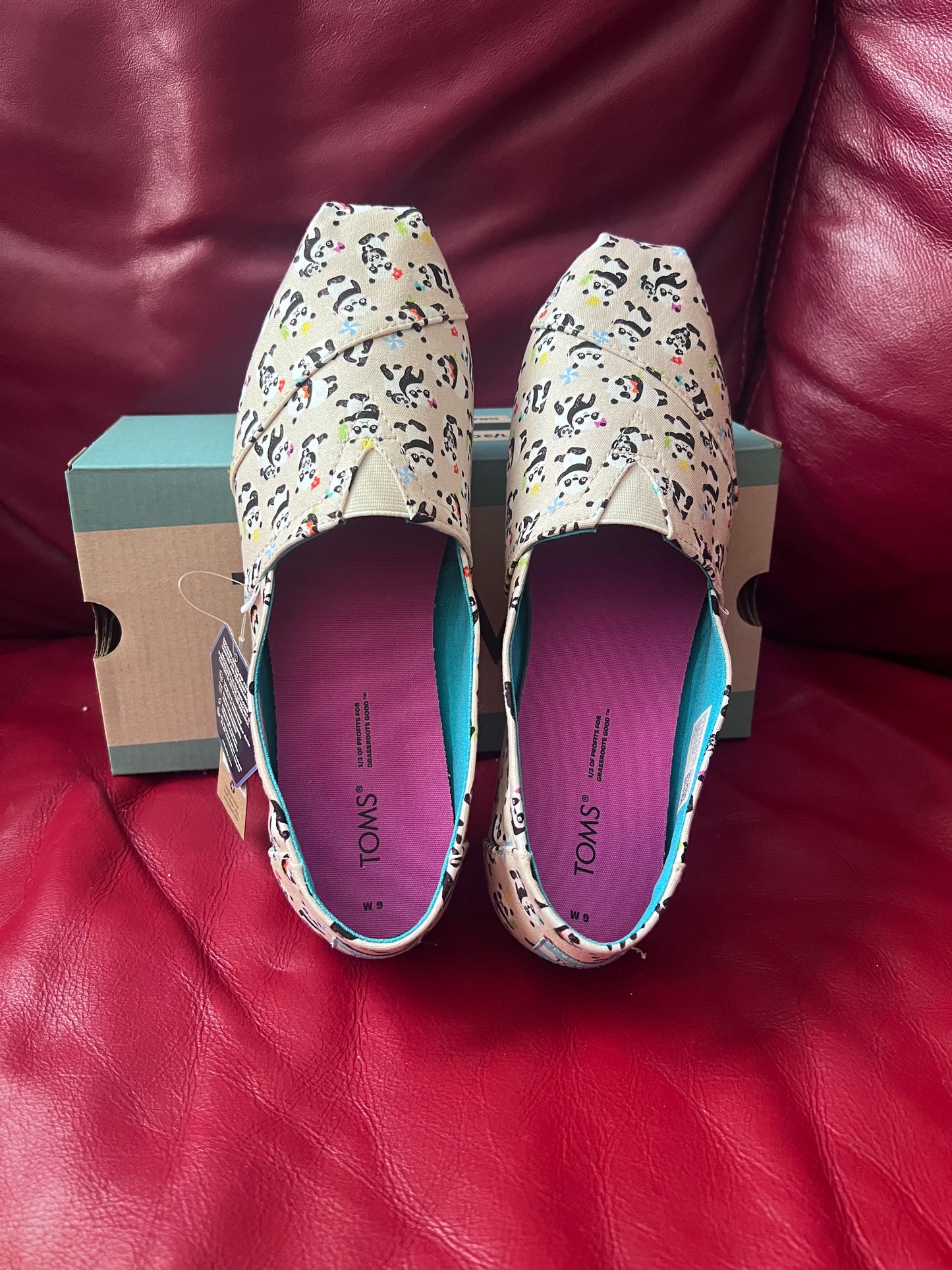 Authentic Toms Alpargata Women's Slip-On Shoes Panda Party size 9