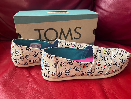 Authentic Toms Alpargata Women's Slip-On Shoes Panda Party size 9