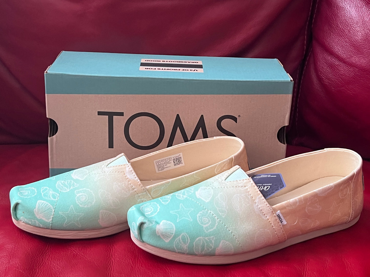 Authentic Toms Alpargata Multi Ombre Seashell Print Women's Slip Ons Size 9