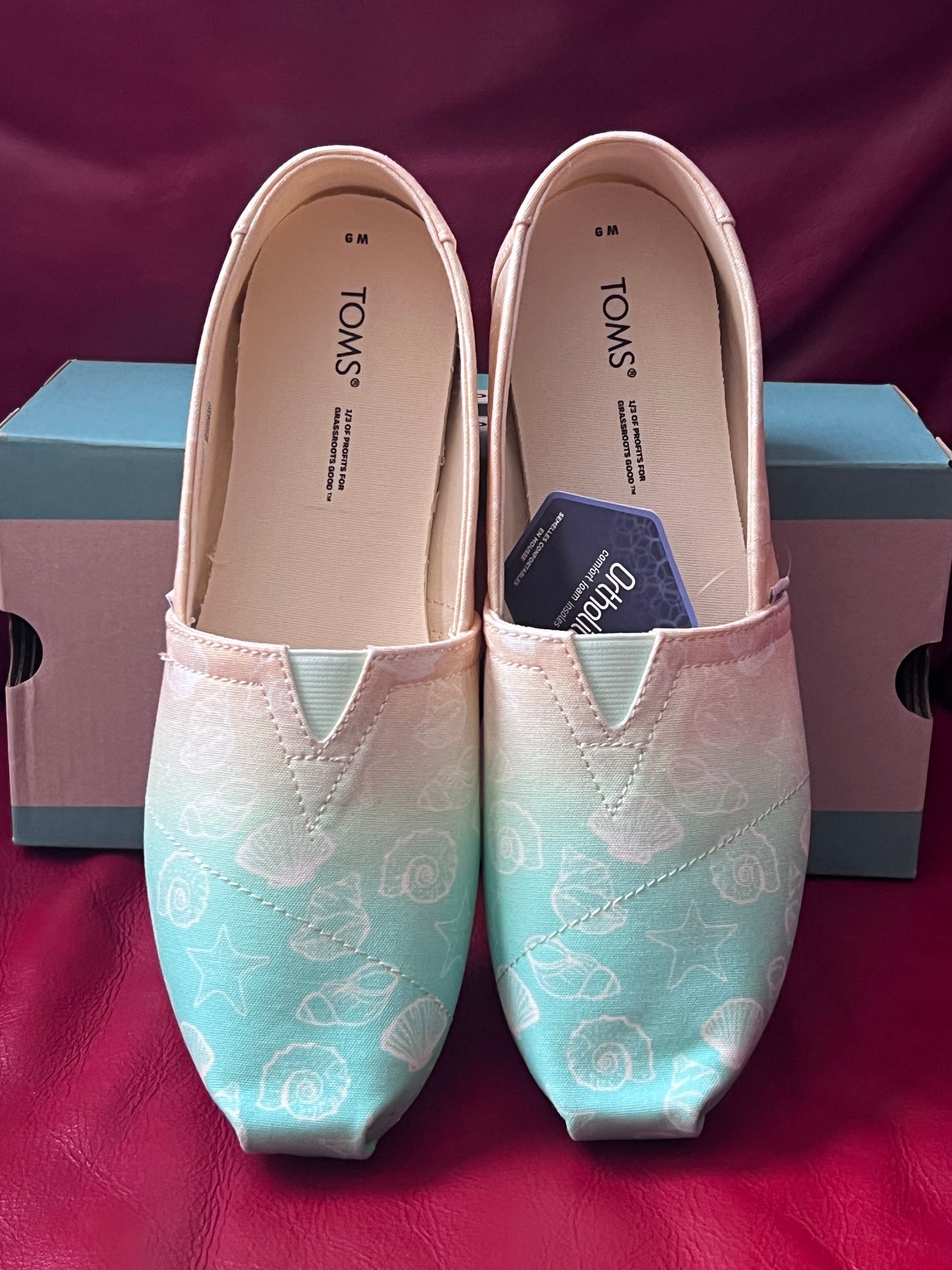 Authentic Toms Alpargata Multi Ombre Seashell Print Women's Slip Ons Size 9