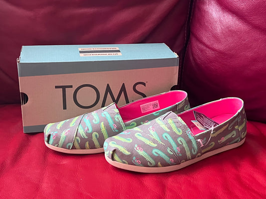 Authentic Toms Alpargata Ultimate Grey Snokeling Crocodiles Women's Slipons size 9