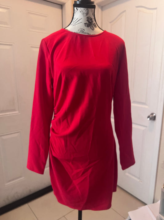 H&M Red Ruched Side Mini Dress | Size Large | Never Worn