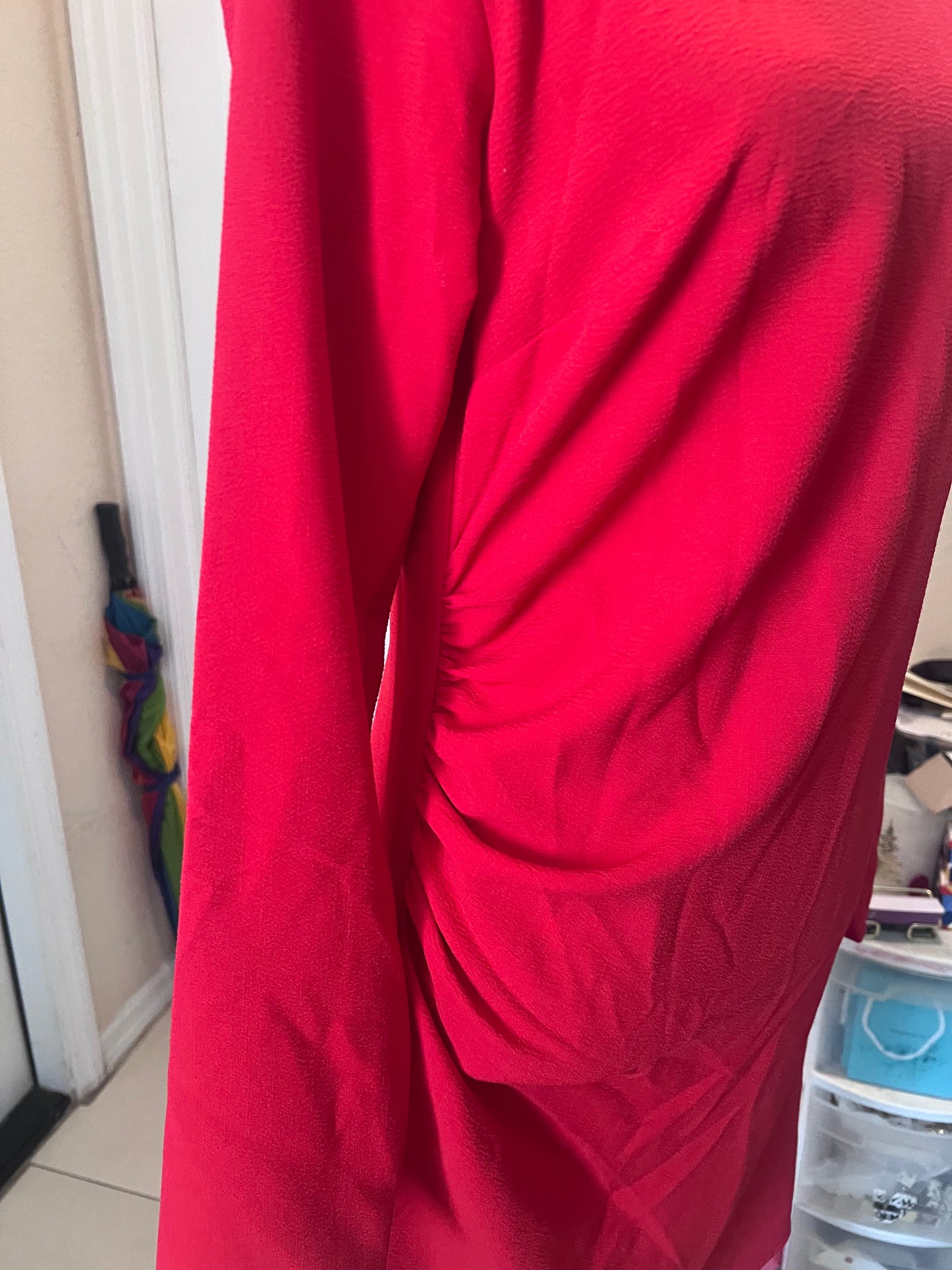 H&M Red Ruched Side Mini Dress | Size Large | Never Worn