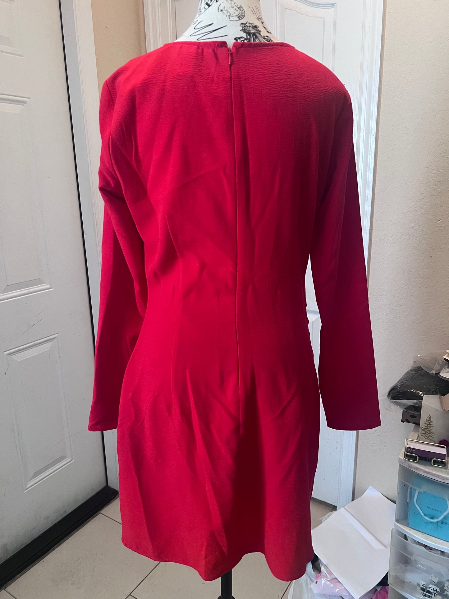 H&M Red Ruched Side Mini Dress | Size Large | Never Worn