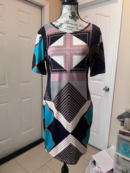 SPA Solutions Geometric Print Sheath Dress | Size XL