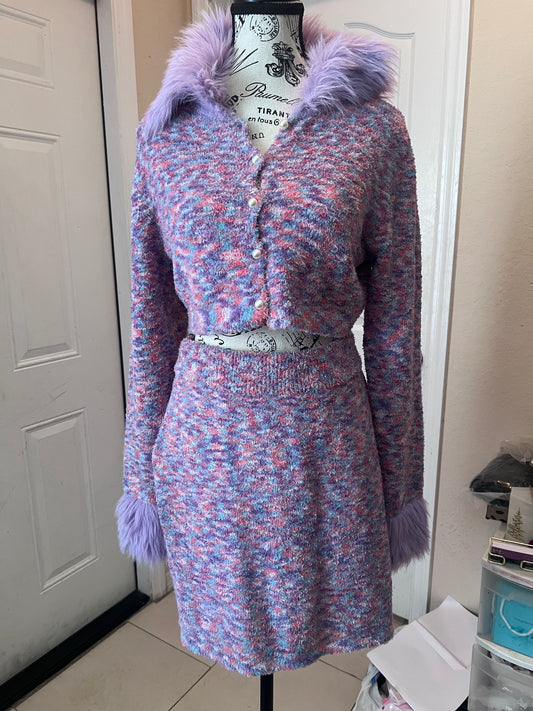 Cider Faux Fur Trim Knit Set – Brand New With Tags