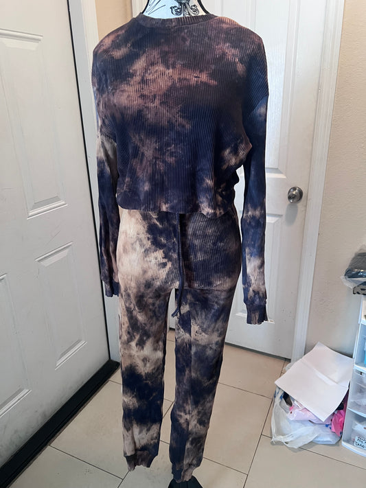 SHEIN 2-Piece Ribbed Tie-Dye Lounge Set – Size Large