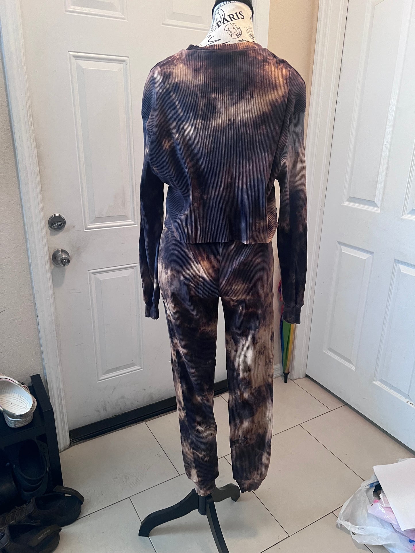 SHEIN 2-Piece Ribbed Tie-Dye Lounge Set – Size Large