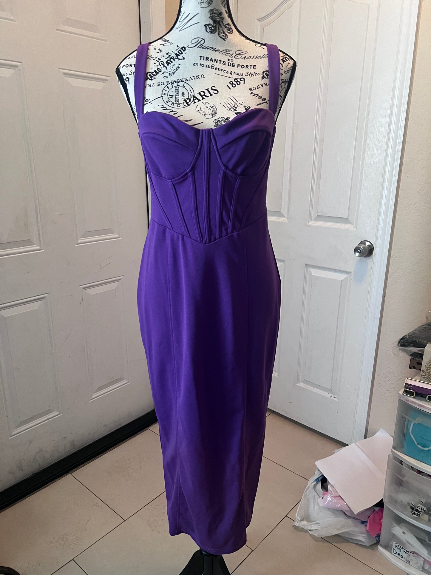 SHEIN Purple Bodycon Midi Dress – Size Large
