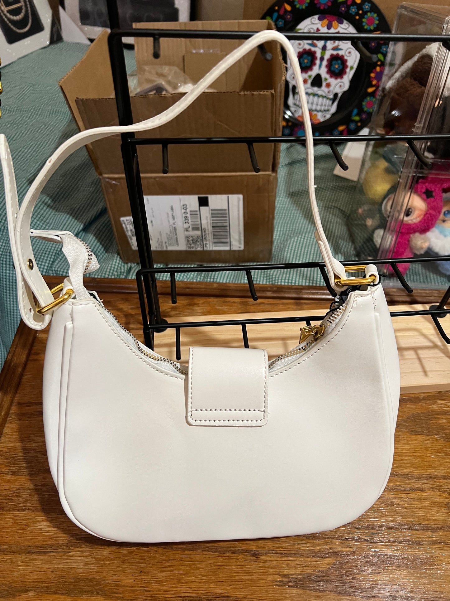 White Shoulder Bag Faux Leather