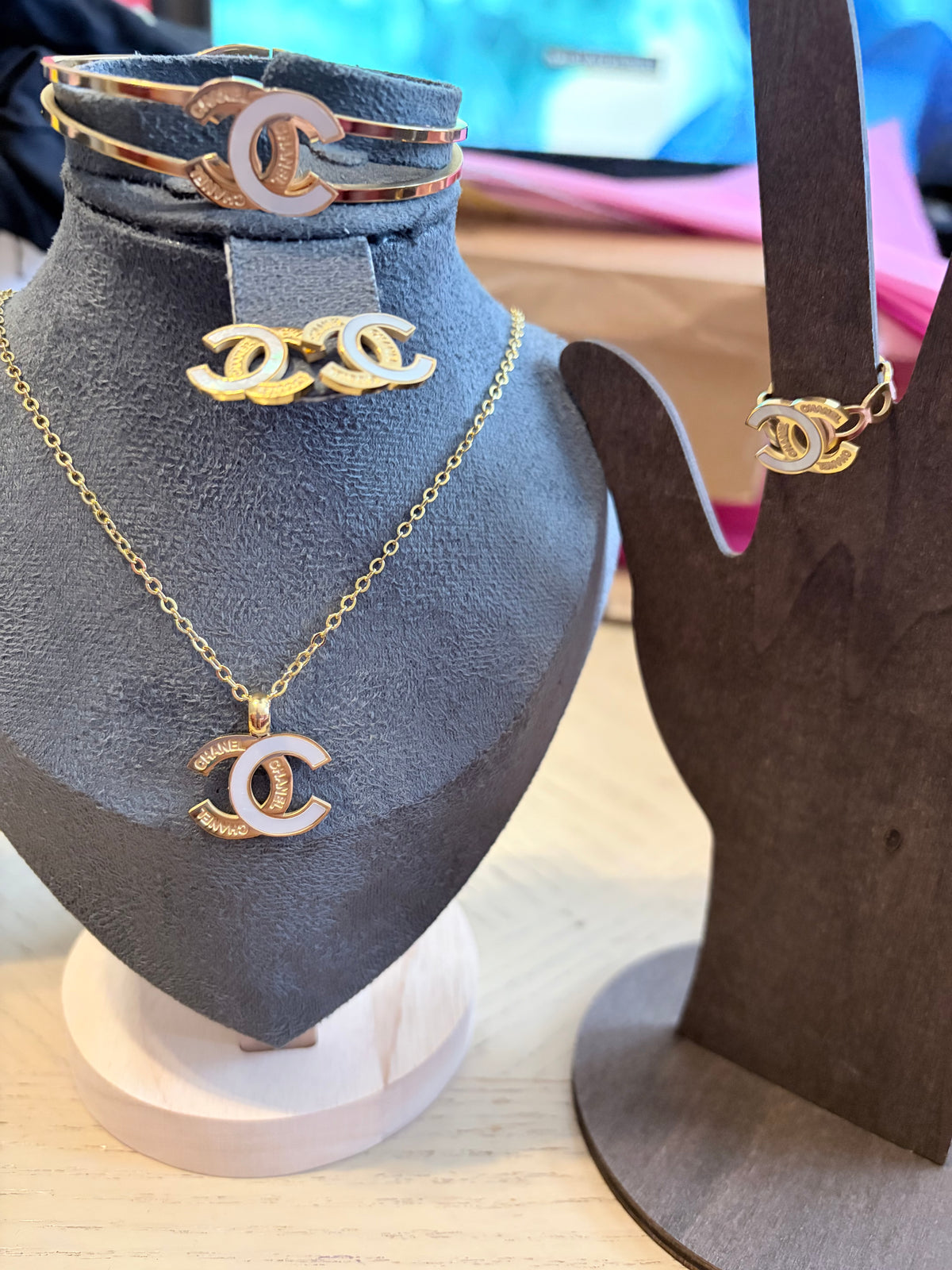 Gold-Tone White Accent 4-Piece Jewelry Set