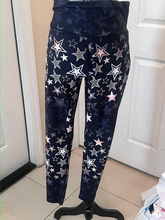 Women's Star Print Leggings – Size Large