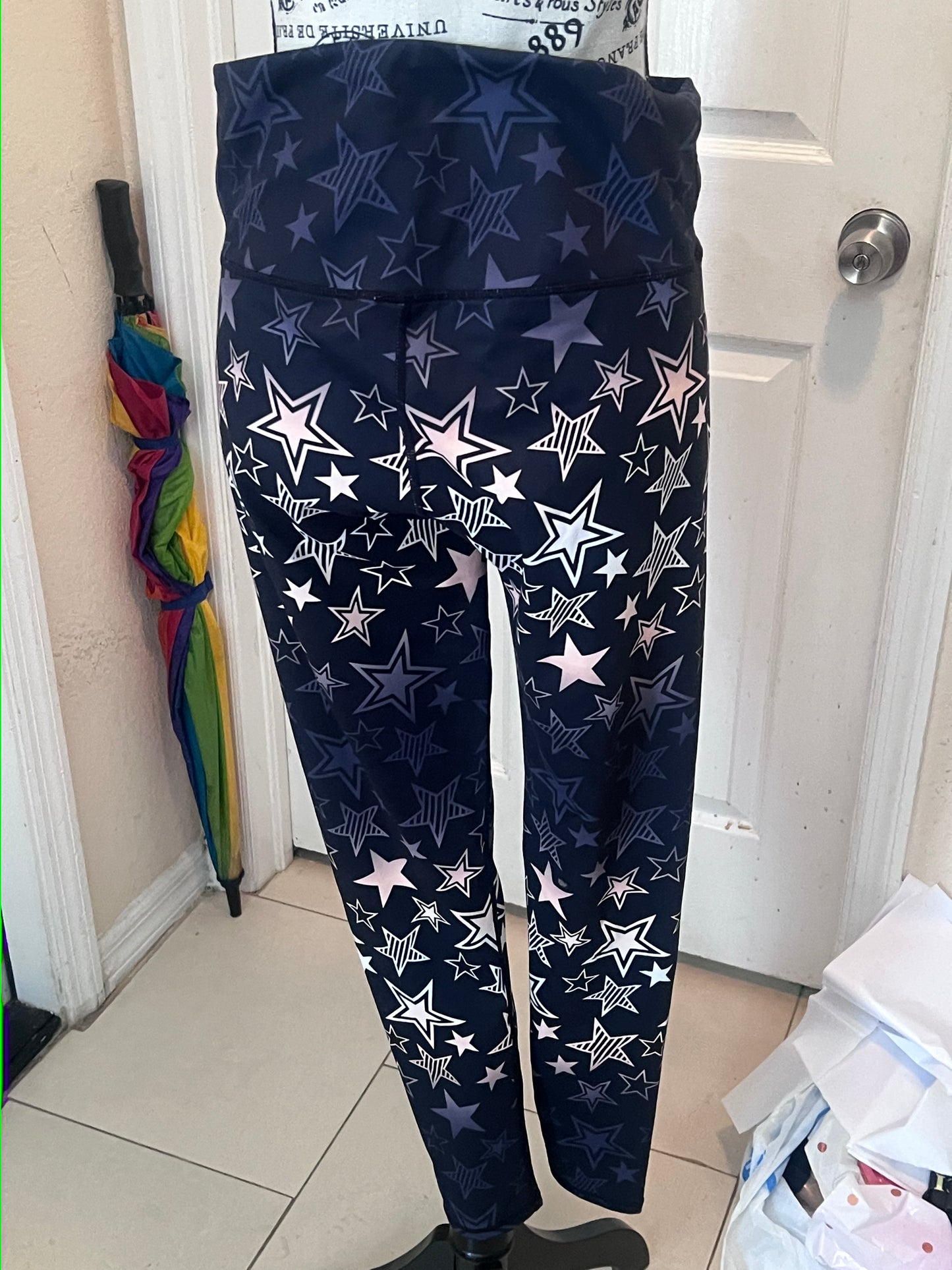 Women's Star Print Leggings – Size Large