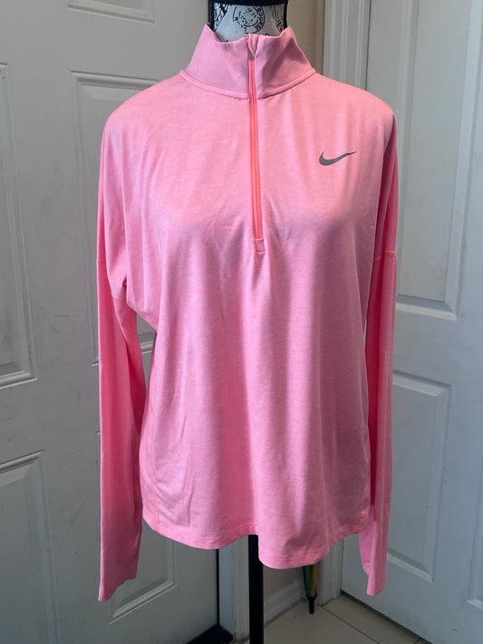Nike Dri-FIT Quarter-Zip Running Top Women's Medium Pink Long Sleeve