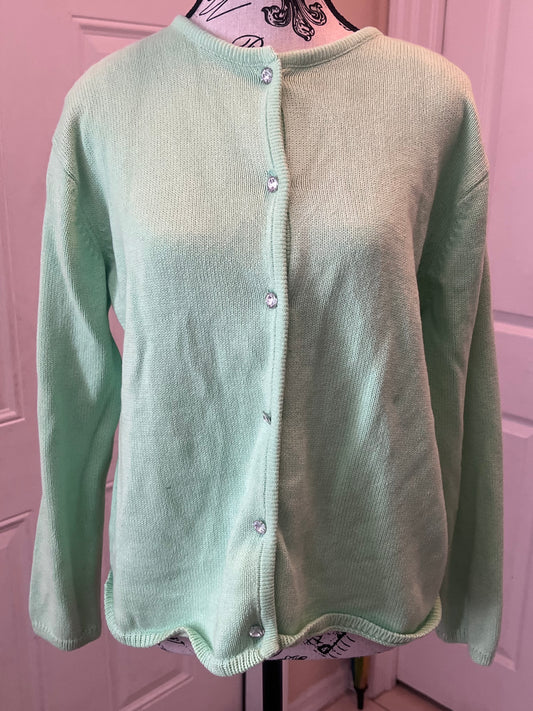 Tia 100% Cotton Cardigan – Size Large – Mint Green – Gently Used