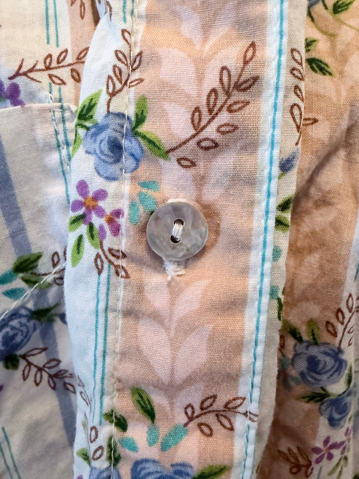 Caribbean Joe 2X Floral Striped Button Down Shirt