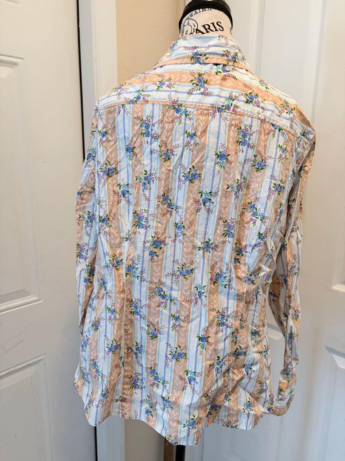 Caribbean Joe 2X Floral Striped Button Down Shirt