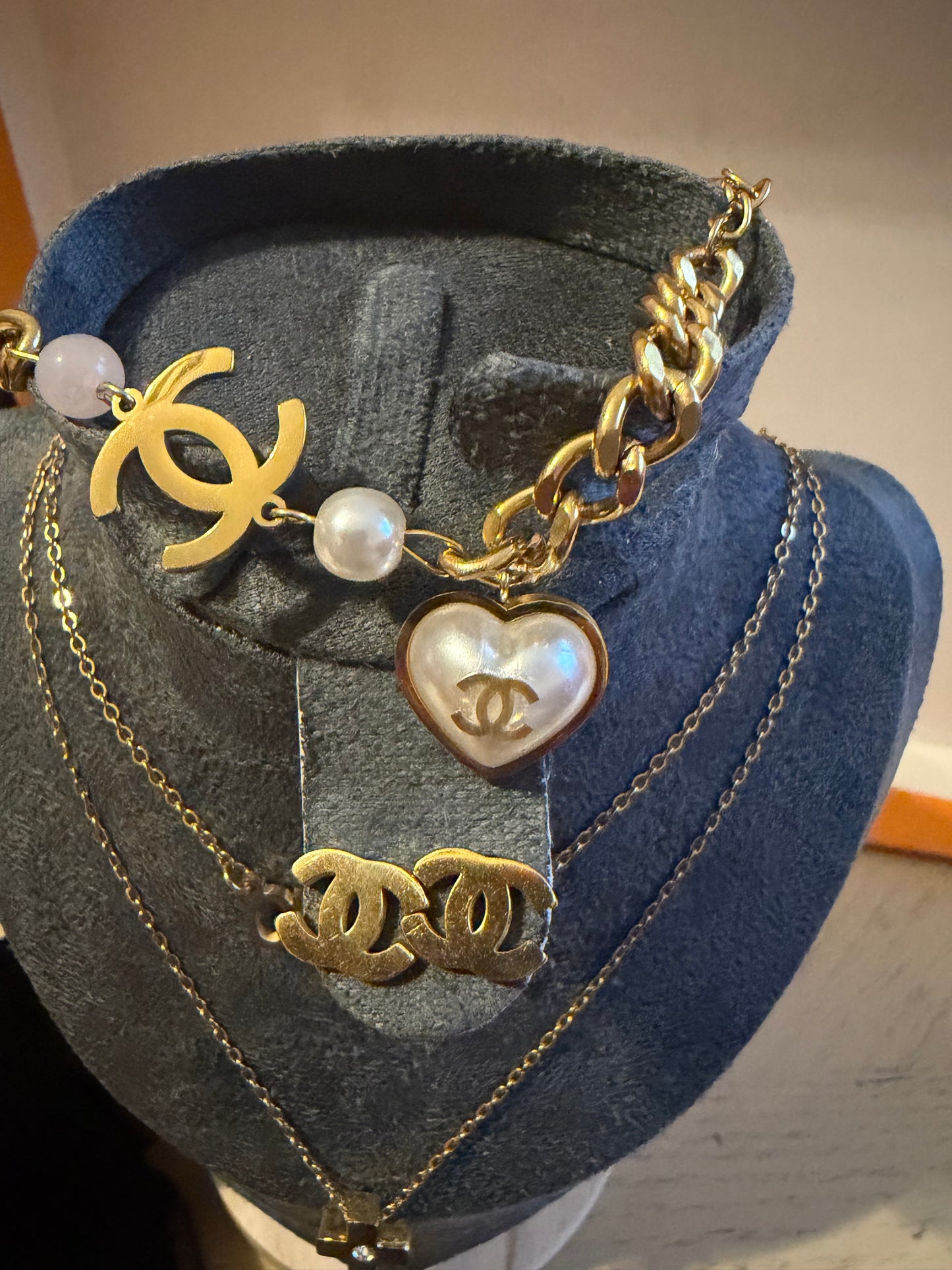 Gold‑Tone Letter & Pearl Accent Jewelry Set