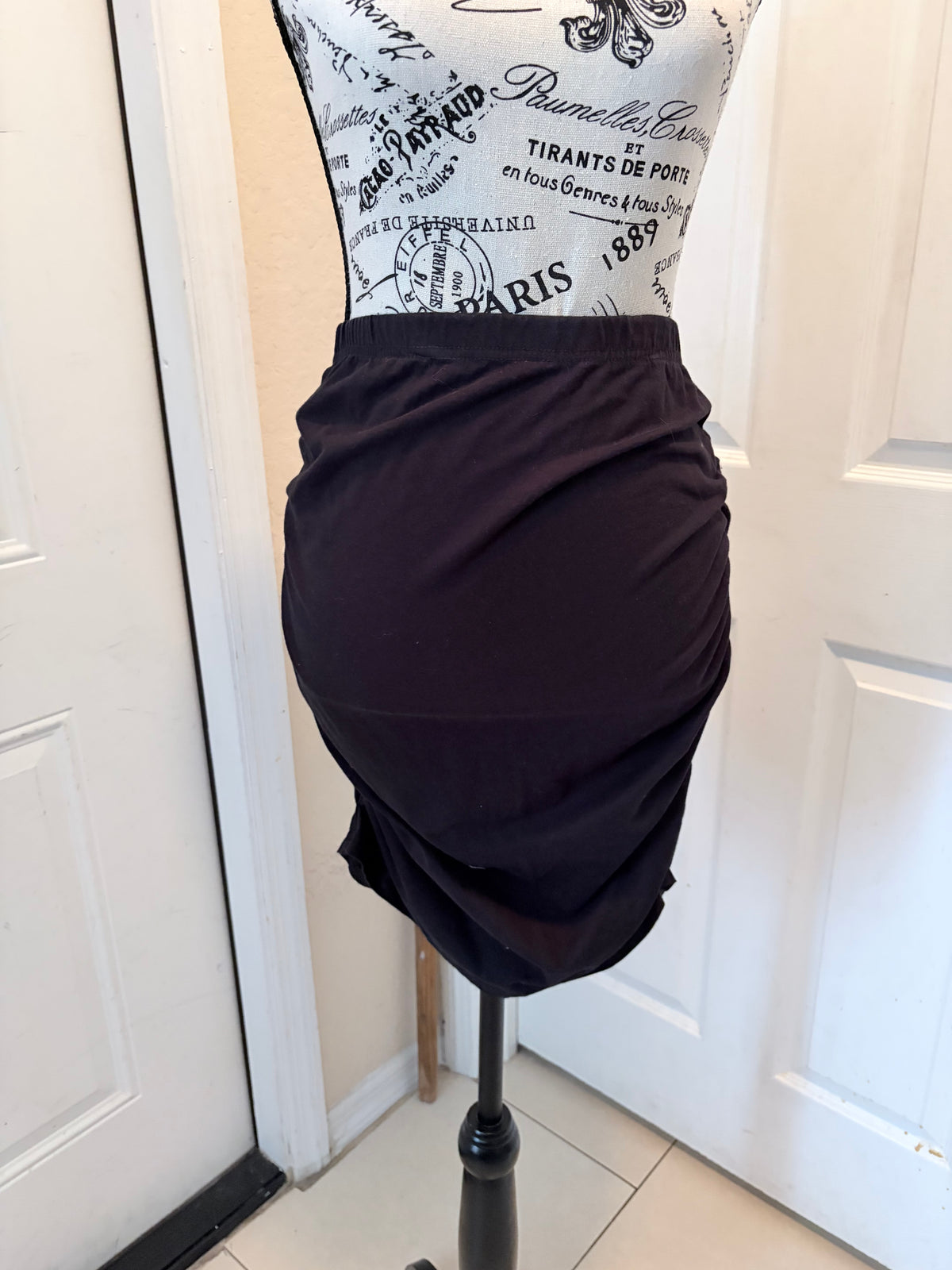 Shein XL Black Ruched Bodycon Mini Skirt