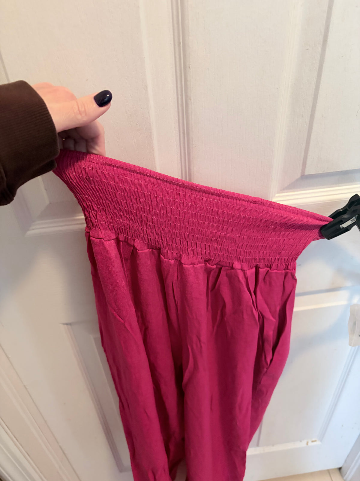 Women’s Large Pink Smocked Waist Wide Leg Pant